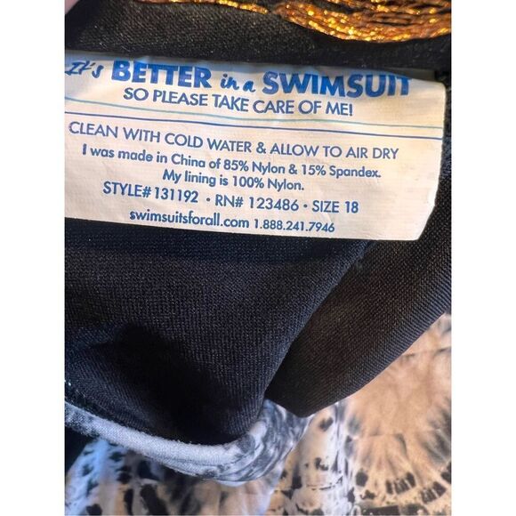 Tropic Culture Women 18 One Piece Swim Suit Black Grey Molded Cup Push Up 80’s - Picture 7 of 7